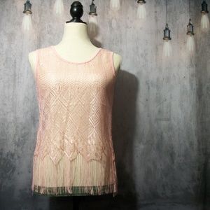 Yilanxianni Pink Crochet Tank Top Size Medium